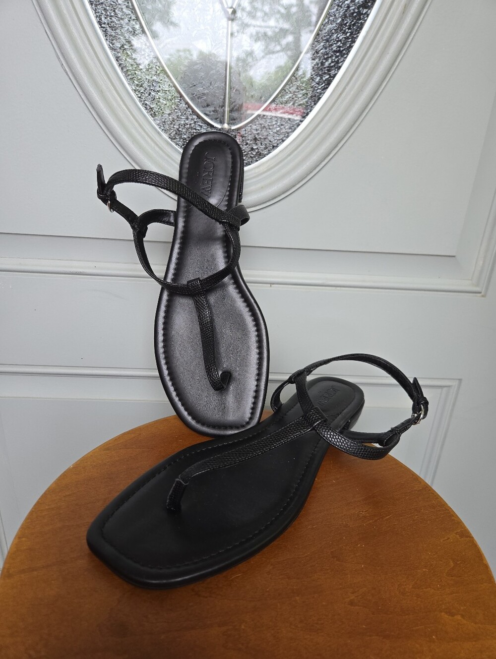 J Crew Black Leather Sandals